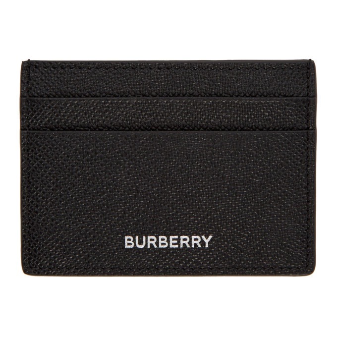 New Burberry Sandon Grained Leather Card Holder Black Business Card Case Wallet